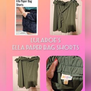 #068 LuLaRoe- Ella Paper Bag Shorts-sz. 3X Olive Green
